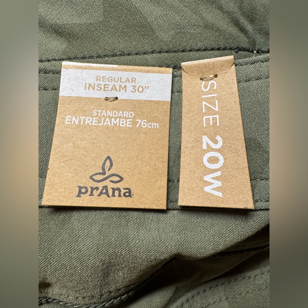 Prana Halle Straight Pants Plus II Sz 20W Sage Camo Outdoors UPF Stretch NWT - Picture 9 of 10